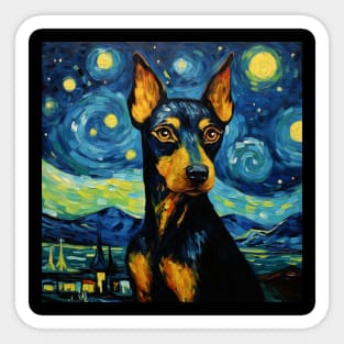 German Pinscher portrait in Van Gogh Starry Night style Sticker